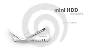 Hdd, background of mini hard disk drive white, Illustration