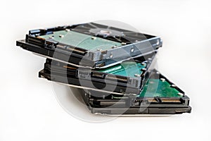 Hdd disk with green microchip storage, data hard drive for data center