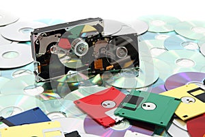 Hdd, floppy, dvd and cd-rom data background