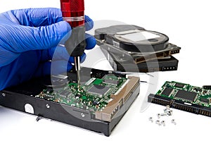 Hdd - hard disk drive. Hard disk repair concept. The hard drive is designed to store data of all mankind, so timely