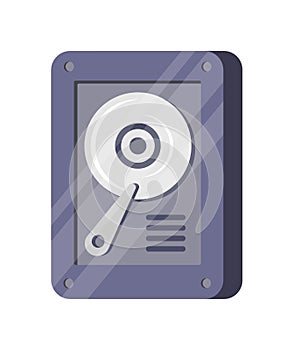 HDD hard disk drive isometric icon vector illustration. Computer hardware portable memory server