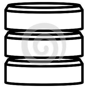 HDD, hard disk drive, mainframe computer stacked cylinder icon. Server, webhosting, webhost concepts