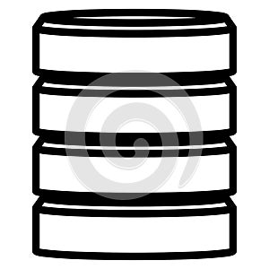 HDD, hard disk drive, mainframe computer stacked cylinder icon. Server, webhosting, webhost concepts