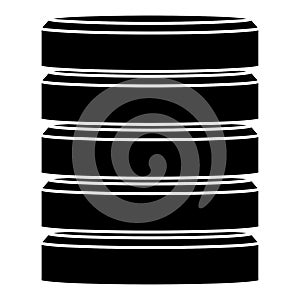 HDD, hard disk drive, mainframe computer stacked cylinder icon. Server, webhosting, webhost concepts