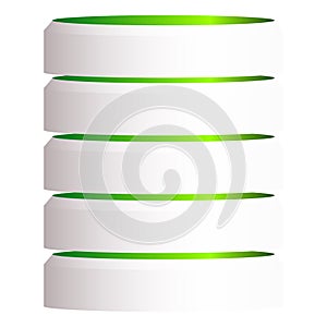 HDD, hard disk drive, mainframe computer stacked cylinder icon. Server, webhosting, webhost concepts