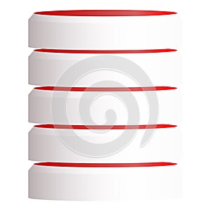 HDD, hard disk drive, mainframe computer stacked cylinder icon. Server, webhosting, webhost concepts