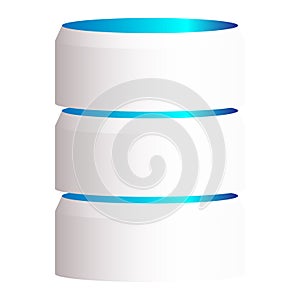 HDD, hard disk drive, mainframe computer stacked cylinder icon. Server, webhosting, webhost concepts