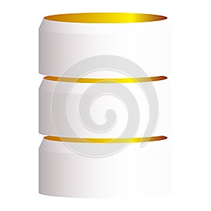 HDD, hard disk drive, mainframe computer stacked cylinder icon. Server, webhosting, webhost concepts