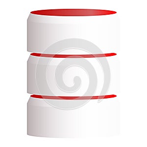 HDD, hard disk drive, mainframe computer stacked cylinder icon. Server, webhosting, webhost concepts