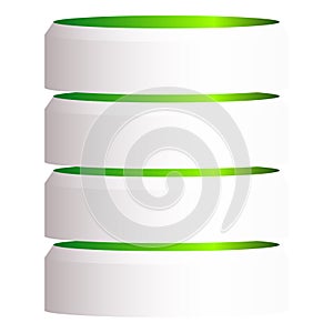 HDD, hard disk drive, mainframe computer stacked cylinder icon. Server, webhosting, webhost concepts