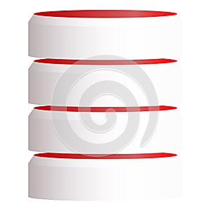 HDD, hard disk drive, mainframe computer stacked cylinder icon. Server, webhosting, webhost concepts