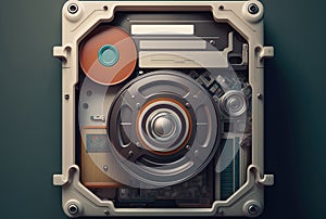 HDD - Hard Drive Disk closeup. Generative AI