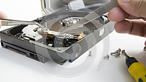 HDD harddisk file save record hand part of concept