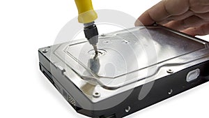 HDD harddisk file save record hand part of concept