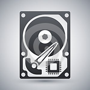 HDD icon. Hard Disk Drive simple icon on a light gray background