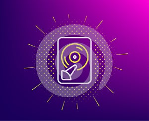 Hdd line icon. Computer memory component sign. Data storage. Vector