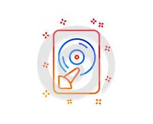 Hdd line icon. Computer memory component sign. Data storage. Vector