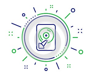 Hdd line icon. Computer memory component sign. Data storage. Vector
