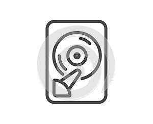 Hdd line icon. Computer memory component sign. Data storage. Vector