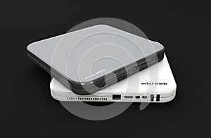 Hdd, mini hard disk drive white and dark colors, components, Illustration, isolated black