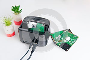 Hdd and ssd hard drives in docking station