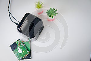 Hdd and ssd hard drives in docking station