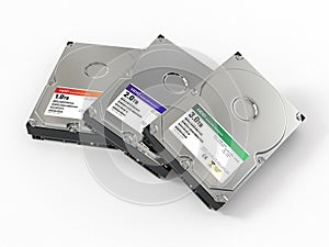 HDD. Three ATA Hard disk drive. 3d