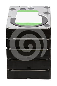 HDD. Various hard disks on isolated white background