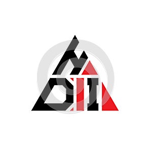 HDI triangle letter logo design with triangle shape. HDI triangle logo design monogram. HDI triangle vector logo template with red