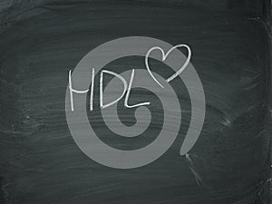 HDL heart blackboard chalk