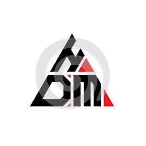 HDM triangle letter logo design with triangle shape. HDM triangle logo design monogram. HDM triangle vector logo template with red