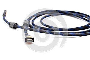 HDMI cable close up on a white background