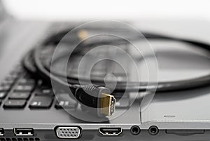 HDMI Cable on computer close up shot