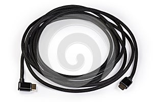 HDMI cable with full-size connectors on a white background