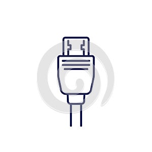 HDMI cable icon, line vector