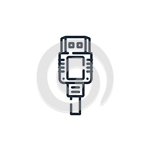 hdmi cable icon vector from hardware concept. Thin line illustration of hdmi cable editable stroke. hdmi cable linear sign for use