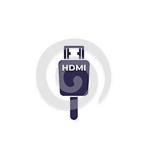 HDMI cable icon on white, vector