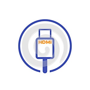 HDMI cable vector icon on white