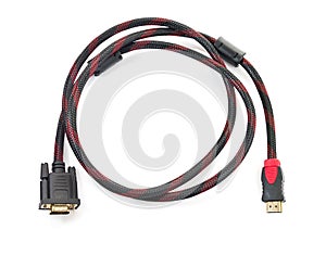 HDMI cable and VGA cable connector on white
