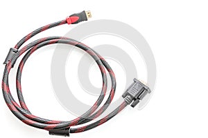 HDMI cable and VGA cable connector on white