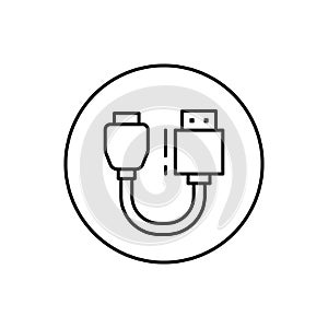 Hdmi, connector icon. Simple line, outline vector elements of connectors and cables icons for ui and ux, website or mobile