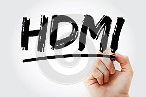 HDMI - High Definition Multimedia Interface acronym with marker, technology concept background