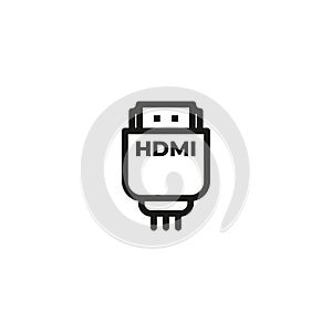 HDMI icon . HDMI 2.0 icon . HDMI cable line icon, outline vector sign, linear style pictogram isolated on white. Symbol, logo