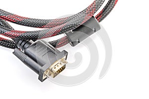 HDMI and VGA cable connector on white