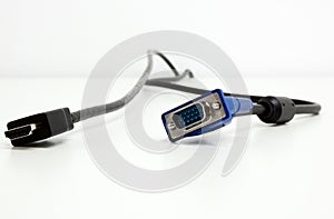 HDMI & VGA cable on white background