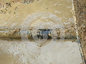 HDPE pipe burst or leaking or broken photo