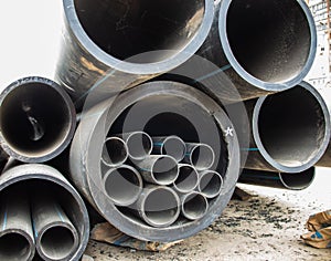 HDPE pipe for water supply at construction site