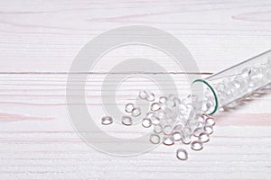 HDPE. Transparent Polyethylene granules.Plastic pellets. Plastic