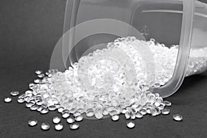 HDPE. Transparent Polyethylene granules.Plastic pellets. Plastic