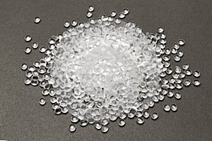 HDPE. Transparent Polyethylene granules.Plastic pellets. Plastic photo